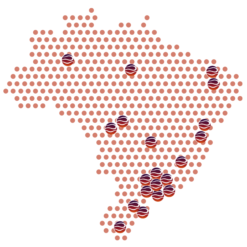 Mapa de projetos em desenvolvimento no Brasil